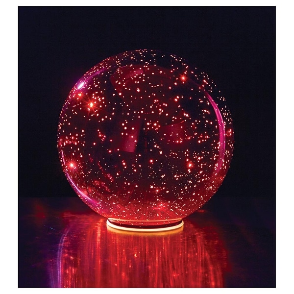 Lighted Mercury Glass Ball Sphere - Red - Large