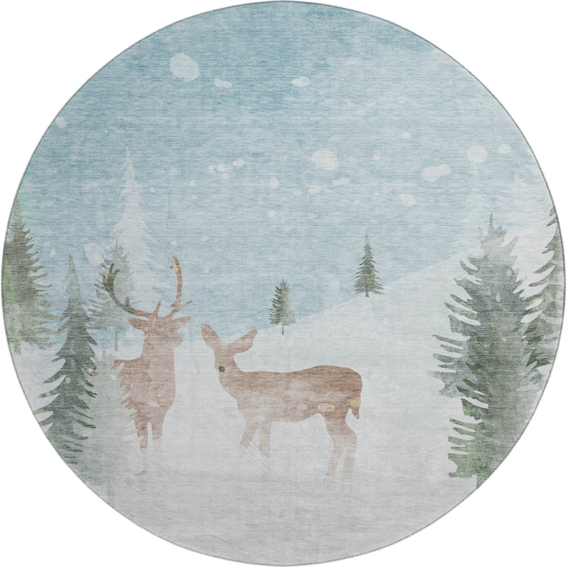 Premium Washable Super Soft Winter Snow Reindeer Mayfield Rug