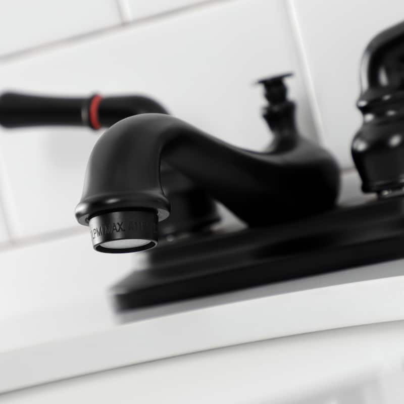 Kingston Brass Royale Two-Handle 3-Hole Deck Mount 4" Centerset Bathroom Faucet with Plastic Pop-Up