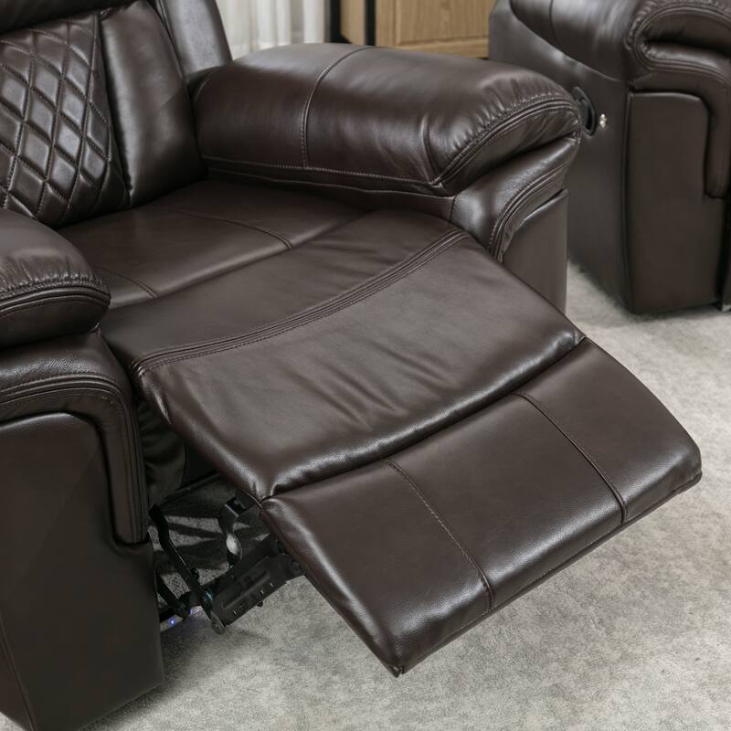 Home Theater Seating Manual Recliner Chair with LED Light Strip for Living Room,Bedroom, Black