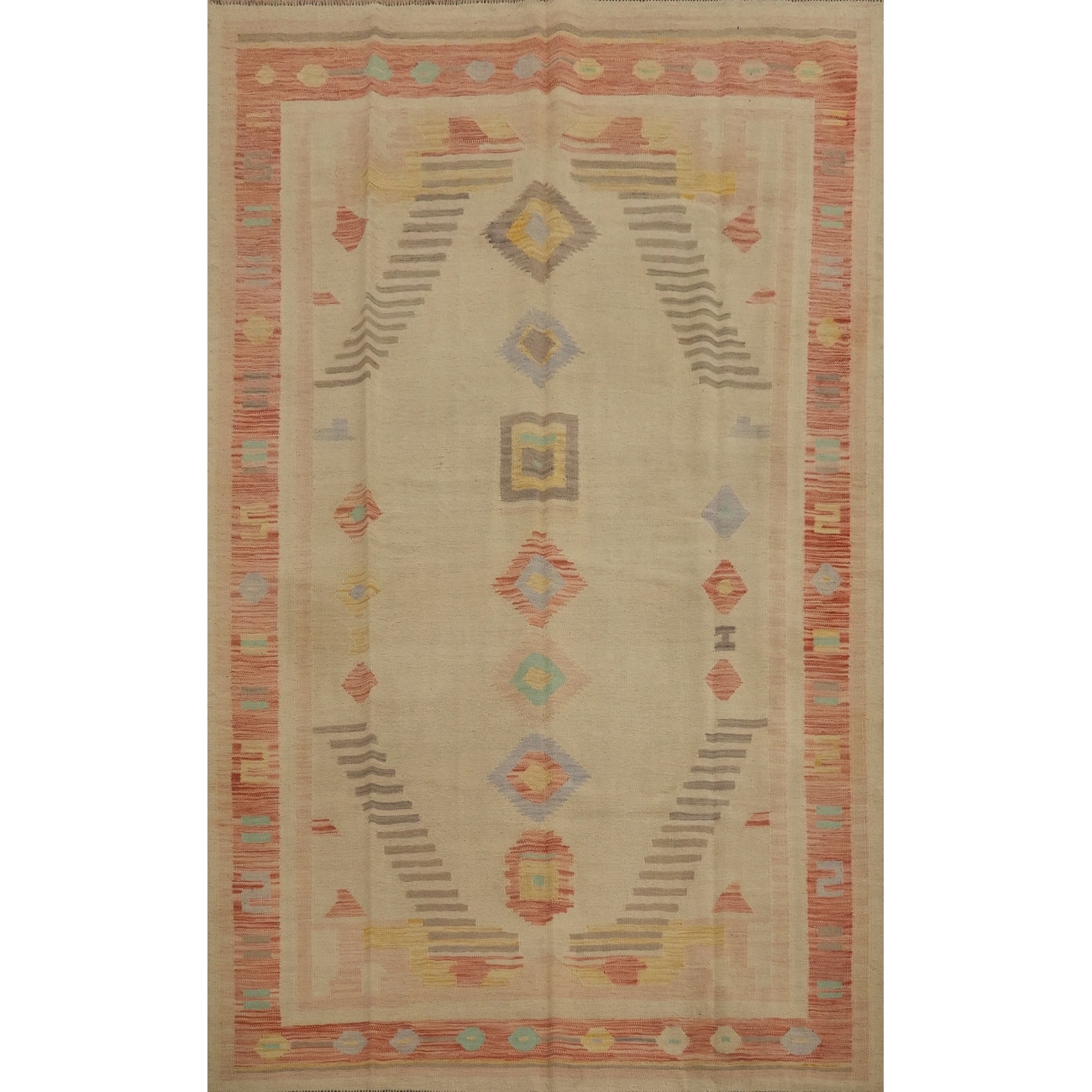 Hand Woven Oriental 100% Wool Carpet Southwestern Tribal Brown Kilim Area Rug - 8' 10'' X 6' 0''