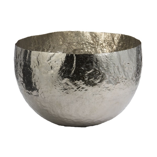 Elk Home 346018 Hammered Nickel-Plated Brass Dish - Large - Silver