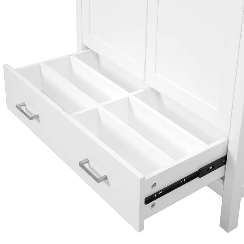 Bathroom Vanity with Ceramic Sink, Storage Cabinet with Soft-Close Doors and Drawer, Bathroom Vanities with Storage Shelves