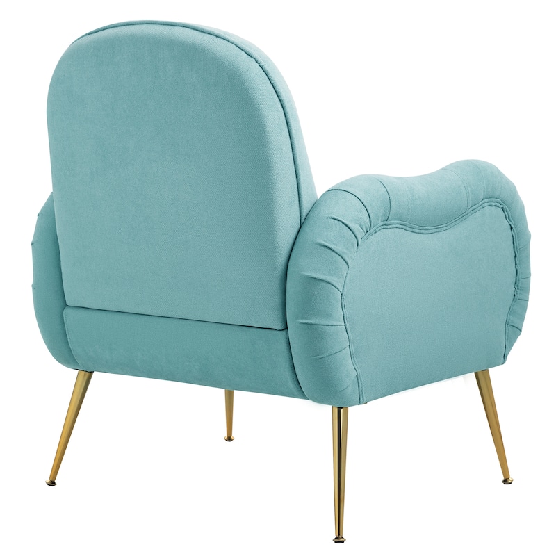 Snowflake Fabric Accent Chair with Gold Metal Legs, High-Density Foam and Spring Cushion, and 300 lbs Weight Capacity