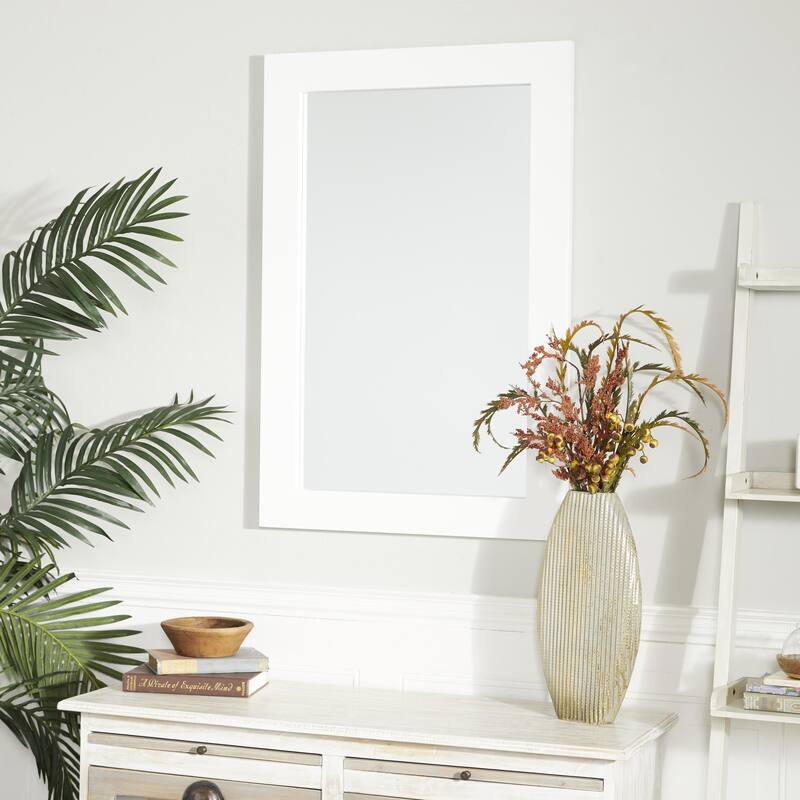 White Wooden Room Wall Mirror