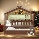 preview thumbnail 40 of 50, Full Size Wooden House Bed With Twin Size Trundle
