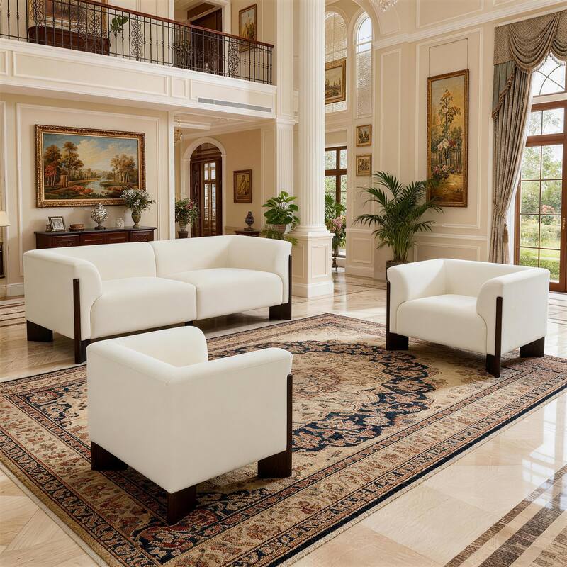 3-Piece Modern Loveseat Sofa Set with Armchair for Living Room