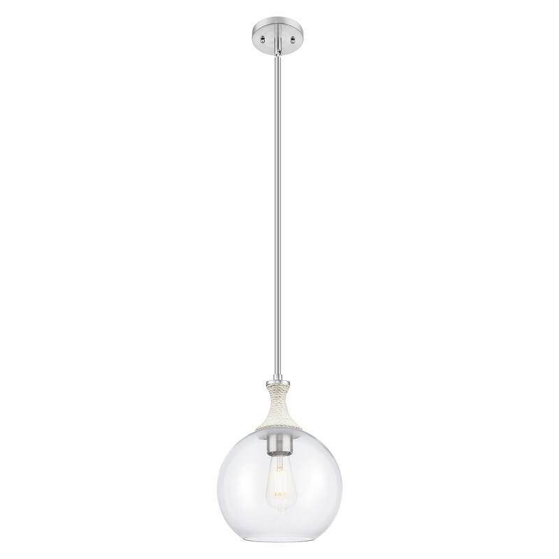 Innovations Lighting Downtown Urban - Astor - 1 Light 10" Rope Detailed Stem Hung Mini Pendant - Clear Shade/Satin Nickel