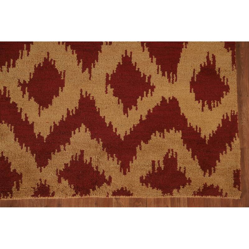 Hand Knotted Oriental 100% Wool Carpet Modern All-Over Yellow & Gold Gabbeh Area Rug - 7' 11'' X 5' 1''