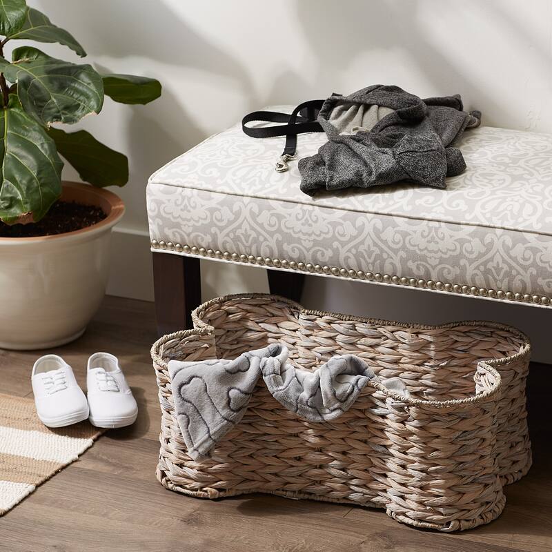 Bone Dry White Wash Hyacinth Bone Pet Basket Large 24x15x9