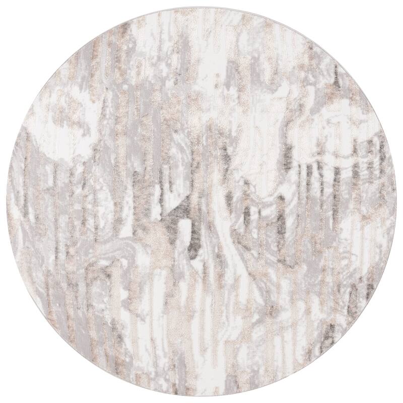 SAFAVIEH Maya Vladka Modern Contemporary Rug - 6'7" Round - Ivory/Grey Beige