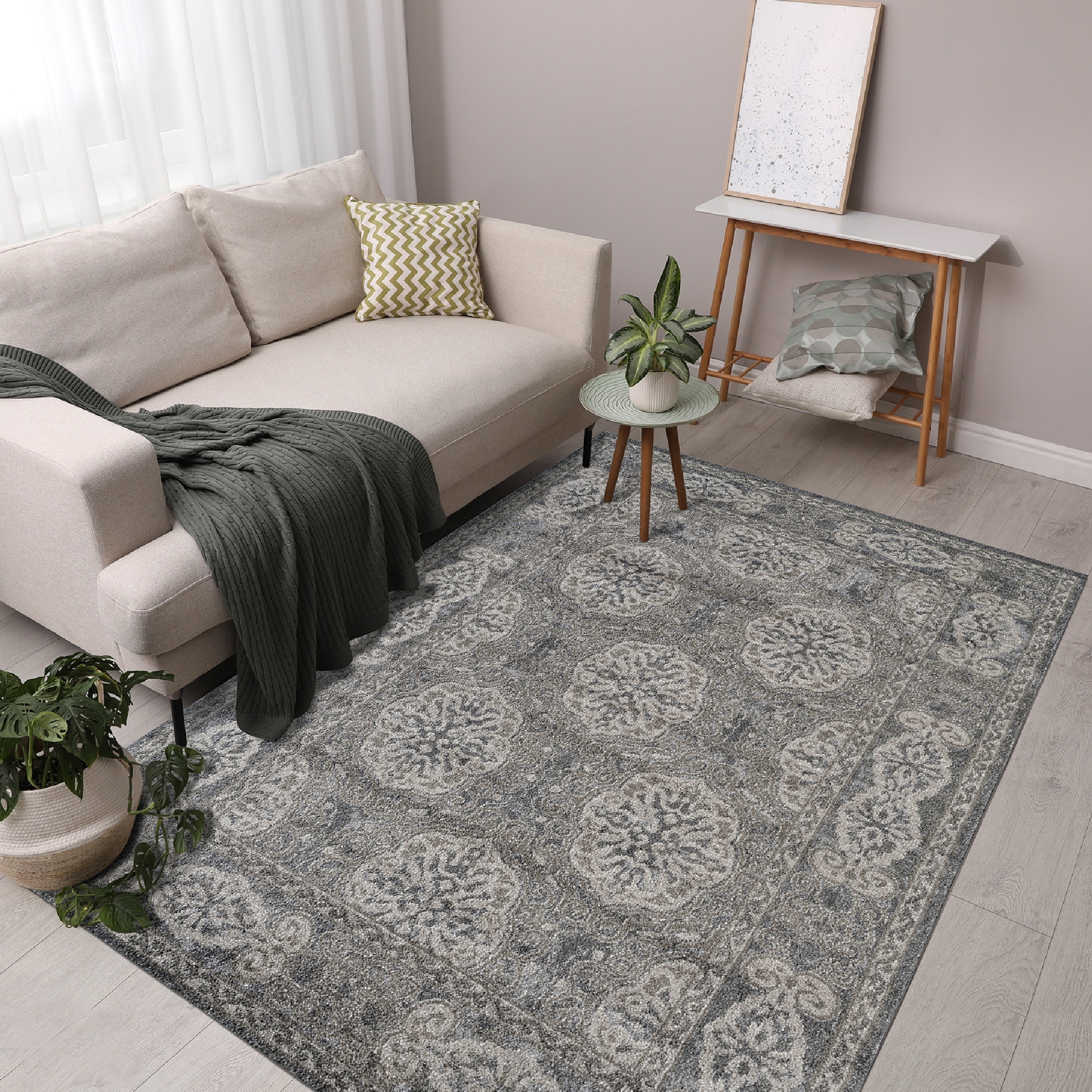 Aurelia Modern Farmhouse Medallion Turkish Area Rug