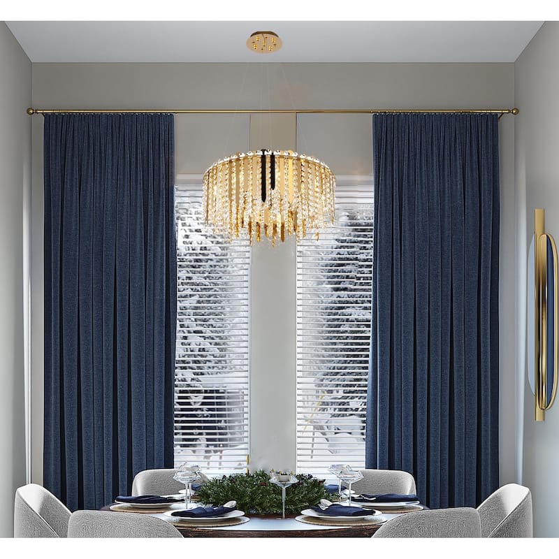 9-Light Gold Chandelier With Clear Hanging Crystal Beads