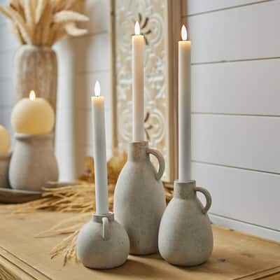 LED Lighted Flameless Taper Candles - 11" - White - Set of 2