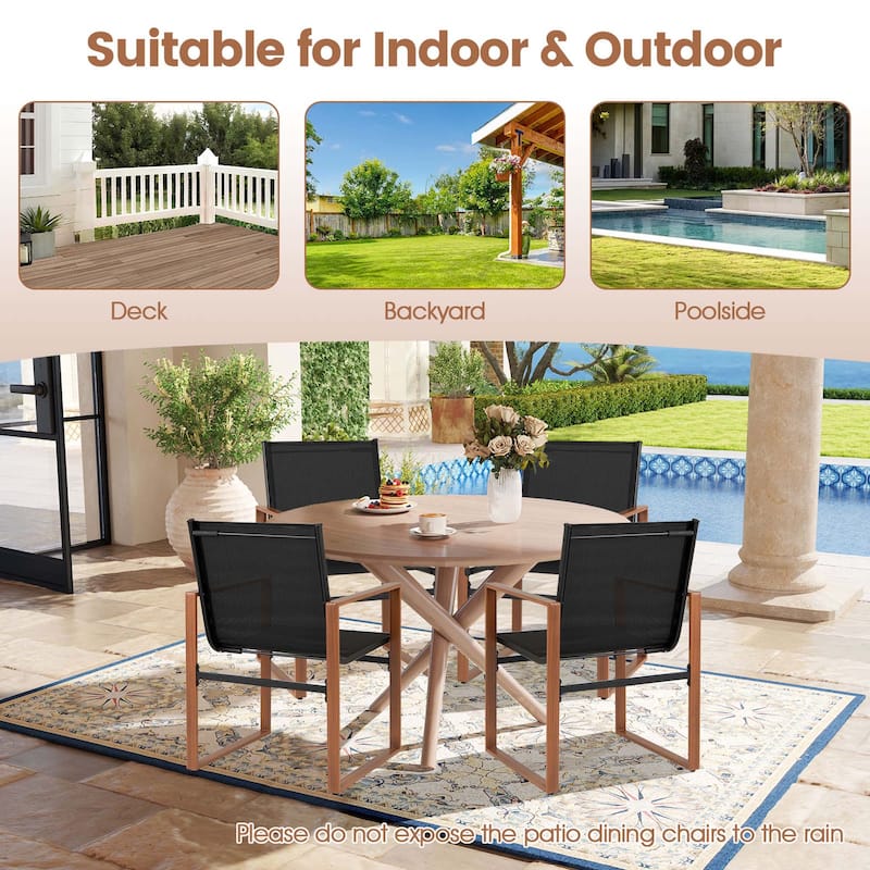 Gymax 2 PCS Outdoor Dining Chairs Patio Furniture Chair w/ Breathable