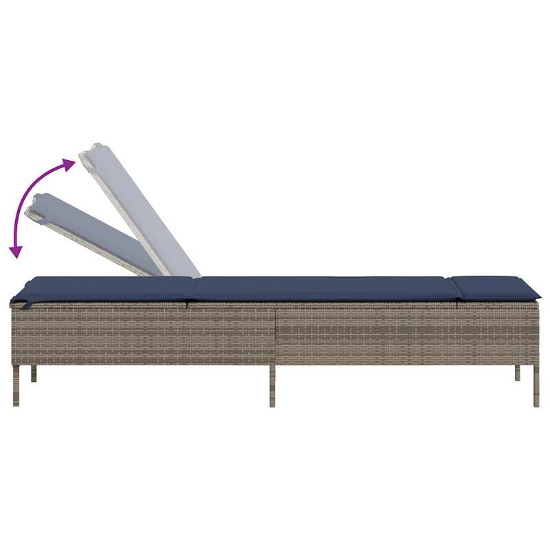 vidaXL Sun Lounger with Table and Cushion Outdoor Poly Rattan Brown/Gray/Black