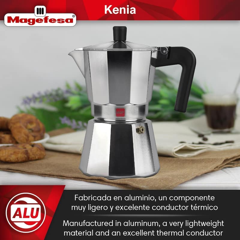 Magefesa Kenia Aluminum Stovetop Espresso Maker