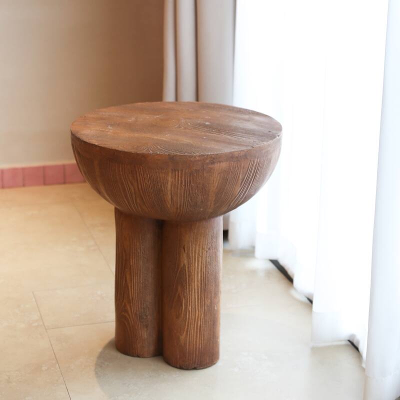 Christopher Knight Home - Marchand MGO Patio Three-Legged Wood-Grain Round Side Table