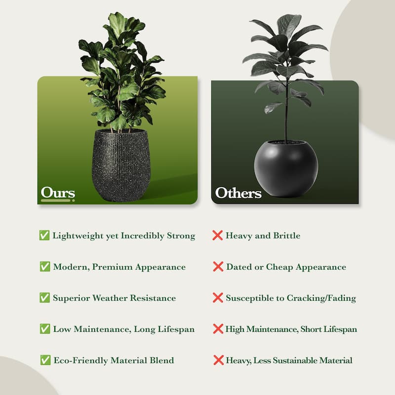 DTY Signature Mount Wilson 1-Piece Fiberstone Tapered Planter for Indoor/Outdoor, Black