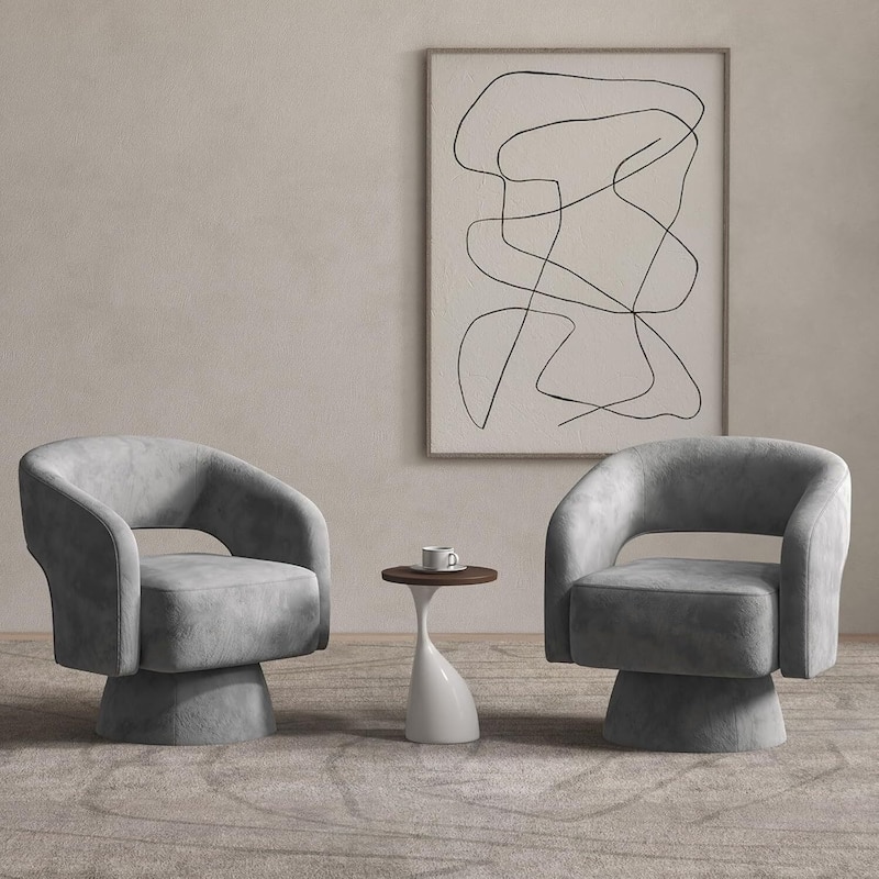 Swivel Barrel Chair,Velvet Accent Armchair 360 Degree Swivel Club Chair Vanity Chair for Living Room Bedroom Reception Room