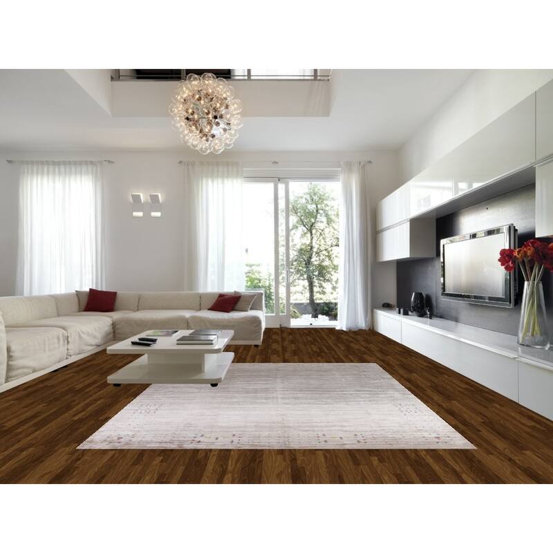 Gabbeh Indian Area Rug Handmade Silk Carpet - 9'3" x 11'10"