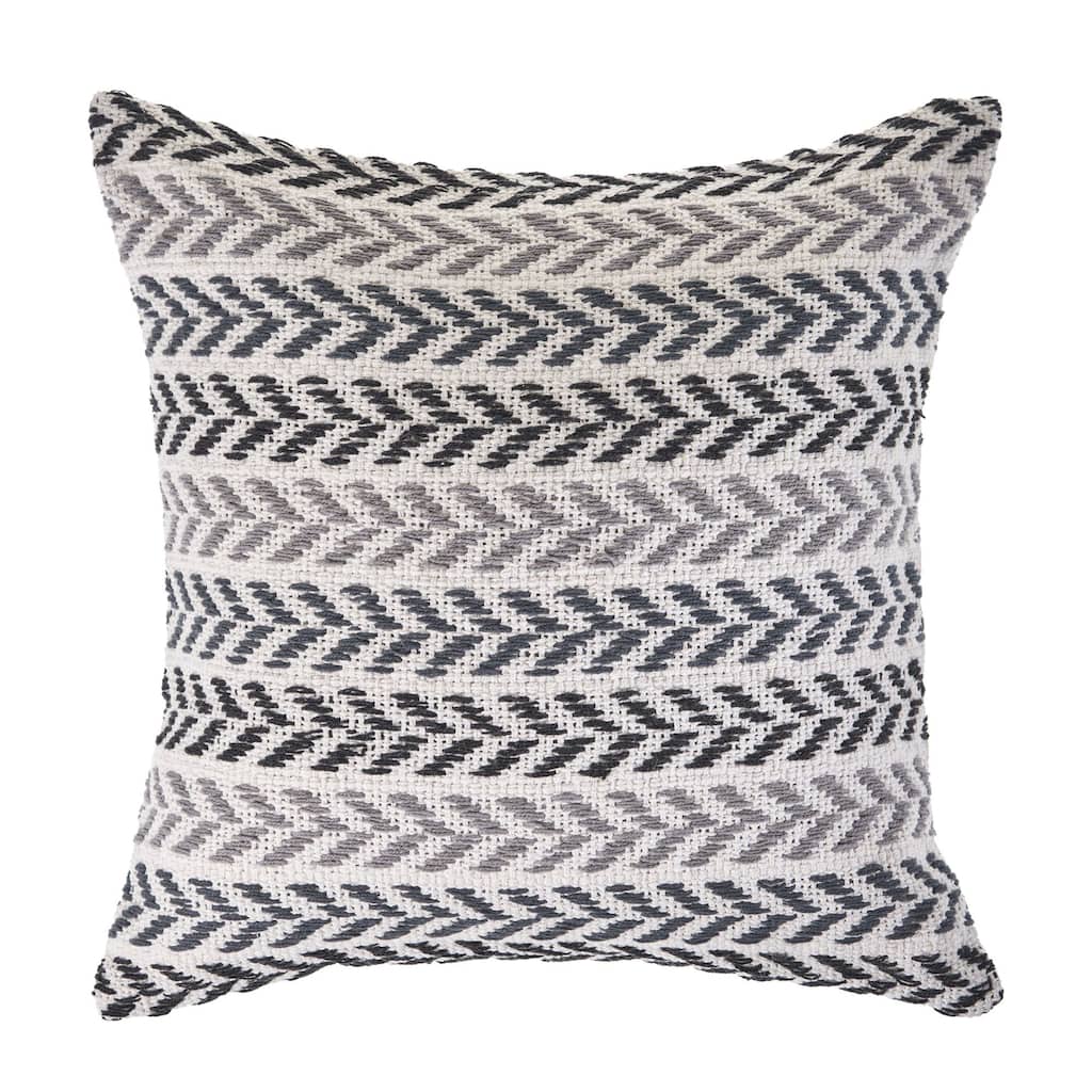 18" Gray and Black Chevron Square Throw Pillow