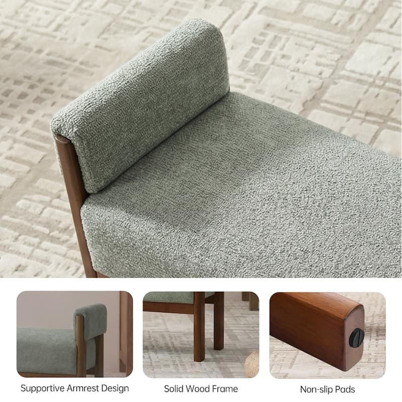 Arm Fabric bench with Solid Wood ,51.8-inch Upholstered Bench for Living Room ,Bedrooms