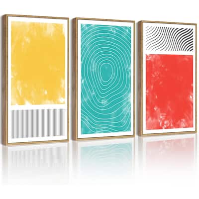 Minimalist Abstract Framed Wall Art Modern Colorful Line