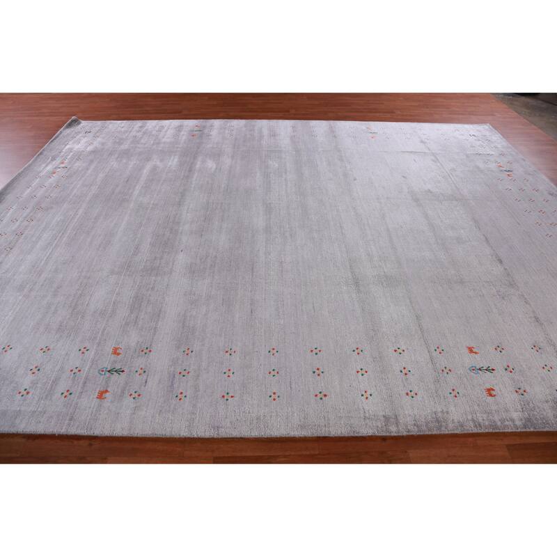 Hand Knotted Oriental 100% Wool Carpet Tribal Tribal Purples Gabbeh Area Rug - 12' 4'' X 9' 2''