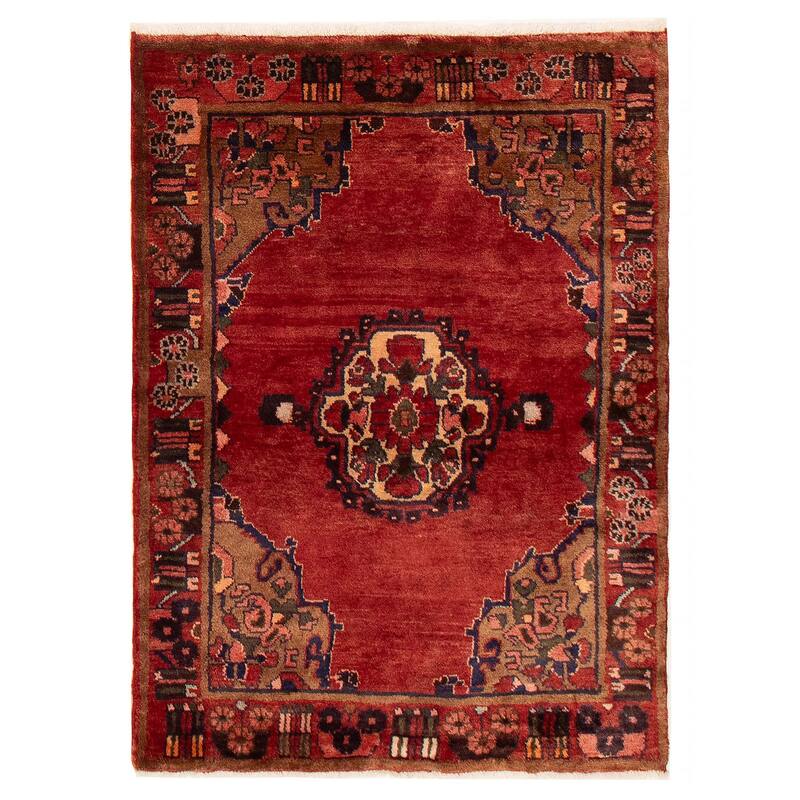 Anadol Red Rug 3'9" x 5'2" - 3'9 x 5'2 - Red - 3'9 x 5'2