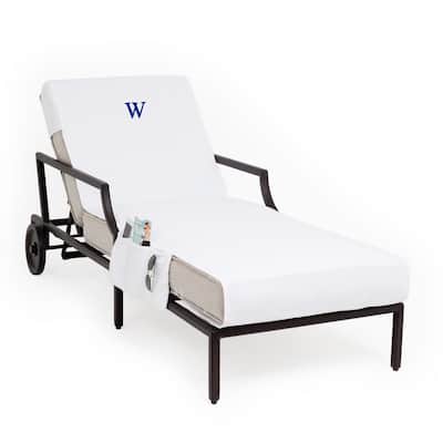 Turkish Cotton Monogrammed Towel Cover with pockets for Standard Size Chaise Lounge Chair