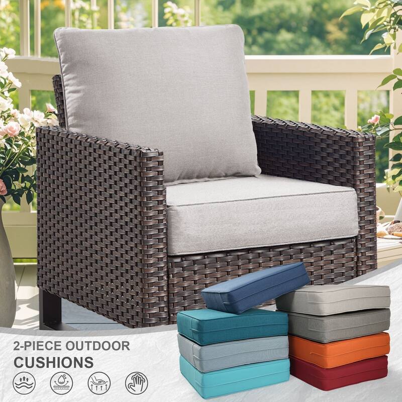 Gymojoy 24"x22"x6" Patio Thick Cushions & Pillows Set - Deep Seat Indoor/Outdoor Water & Fade Resistant
