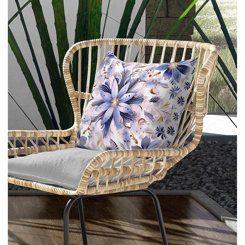 Snowy Crest Indoor/Outdoor Reversible Throw Pillow White and Pink