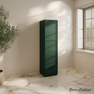 St. Tropez 15 X 15 X 60 Freestanding Linen Cabinet In Green Oak - 15 x 15 x 60