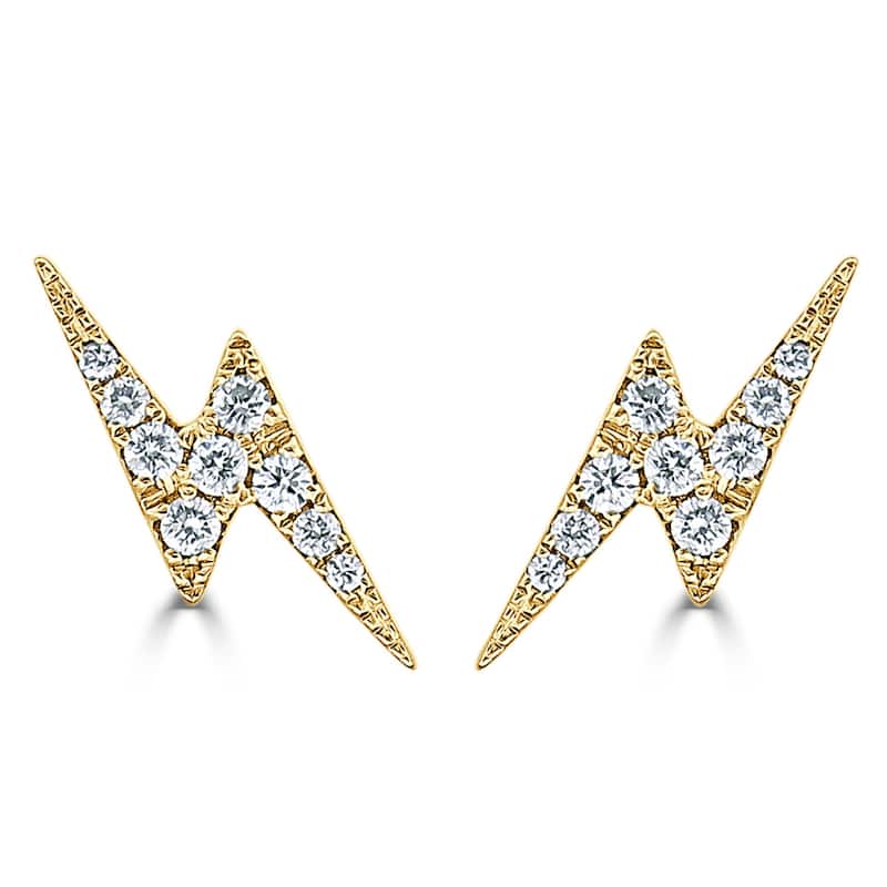 Joelle Collection Diamond Lightning Bolt Studs Earrings - 14K Gold 1/10ct TDW Electrifying Gift - Yellow