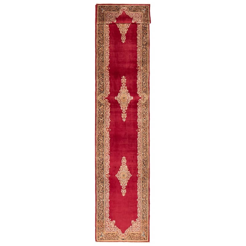 ECARPETGALLERY Hand-knotted Anatolian Vintage Red Wool Rug - 2'7 x 13'1 - Red - 2'7 x 13'1