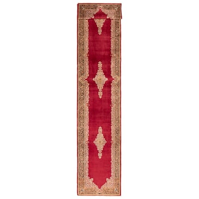 ECARPETGALLERY Hand-knotted Anatolian Vintage Red Wool Rug - 2'7 x 13'1