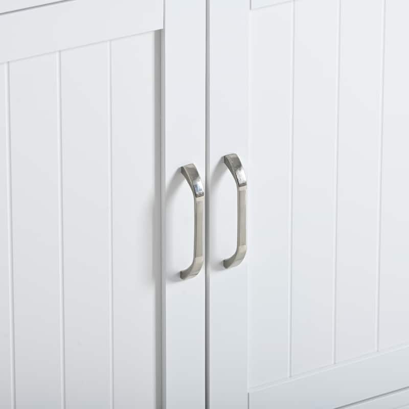 Anmytek White Large Wooden Cat Litter Box Enclosure Furniture with Hidden Plug 2 Doors Cat Washroom Storage Bench Side Table