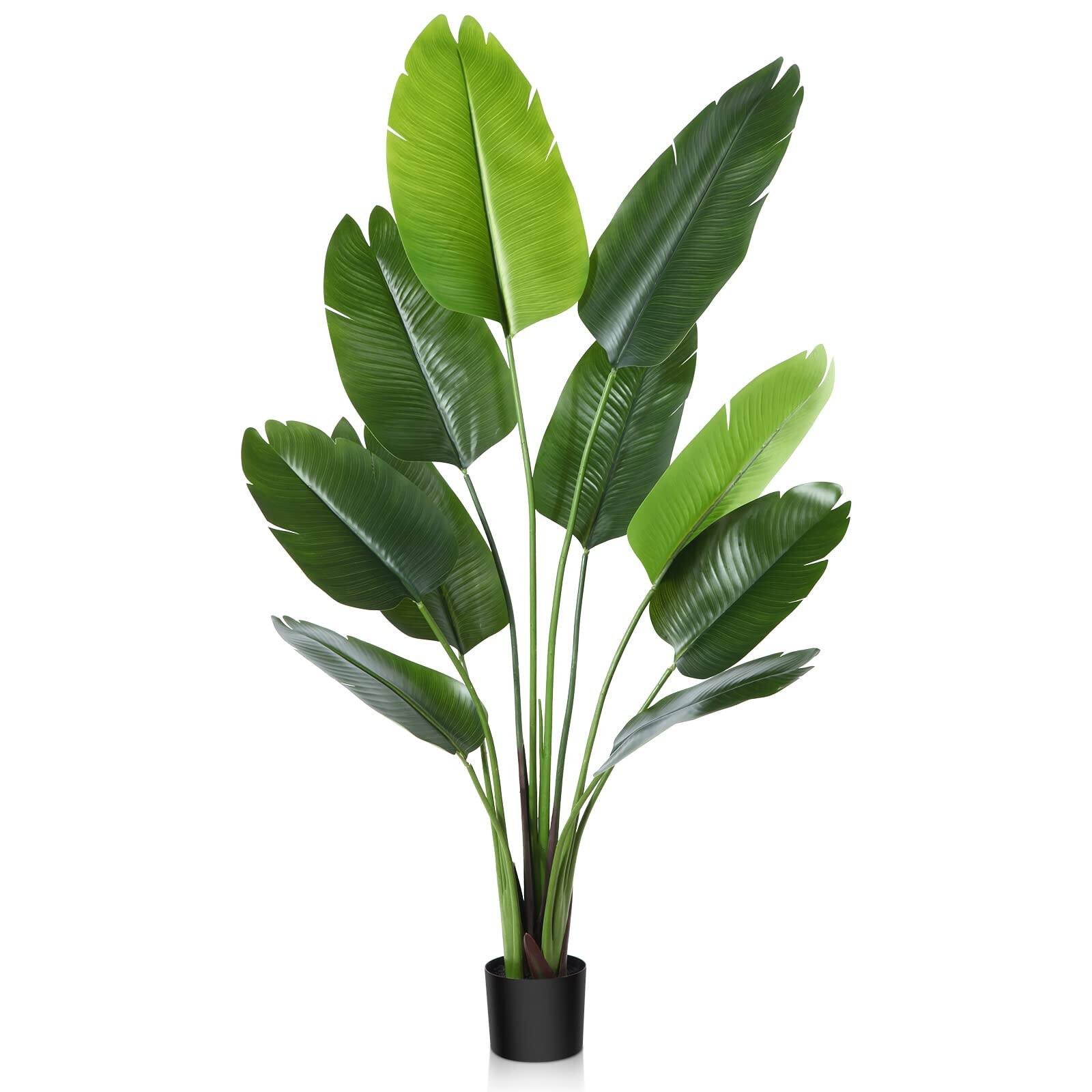 Artificial Bird of Paradise Plant 5 Feet Fake Tropical Palm Tree with 10 Leaves,Perfect Faux