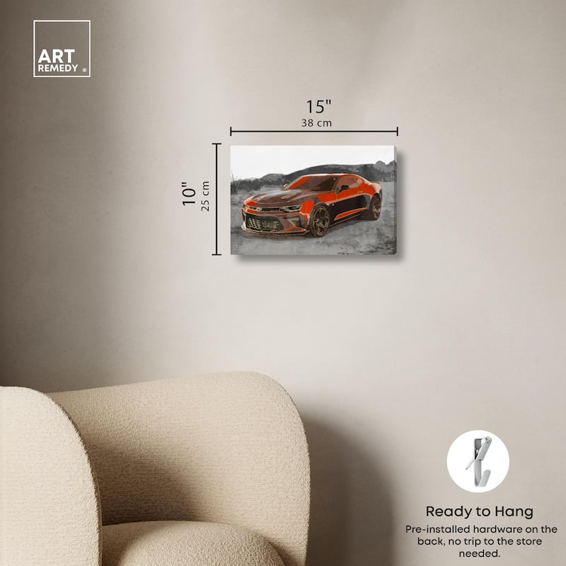 Red Sports Car Canvas by Art Remedy, Gallery Wrapped