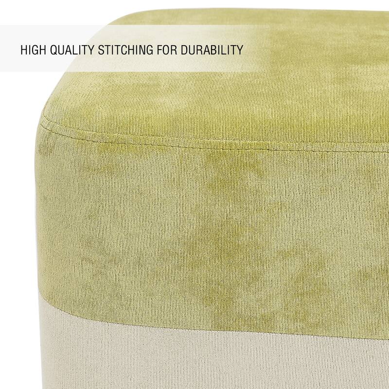 Adeco Square Fabric Ottoman Two-Color Stitching Footrest Stool