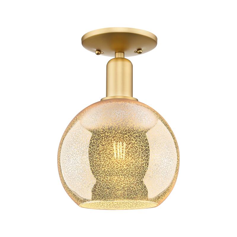 Innovations Lighting Endless Possibilities Arcadia - Athens - 1 Light 8" Semi-Flush Mount - Mercury/Satin Gold