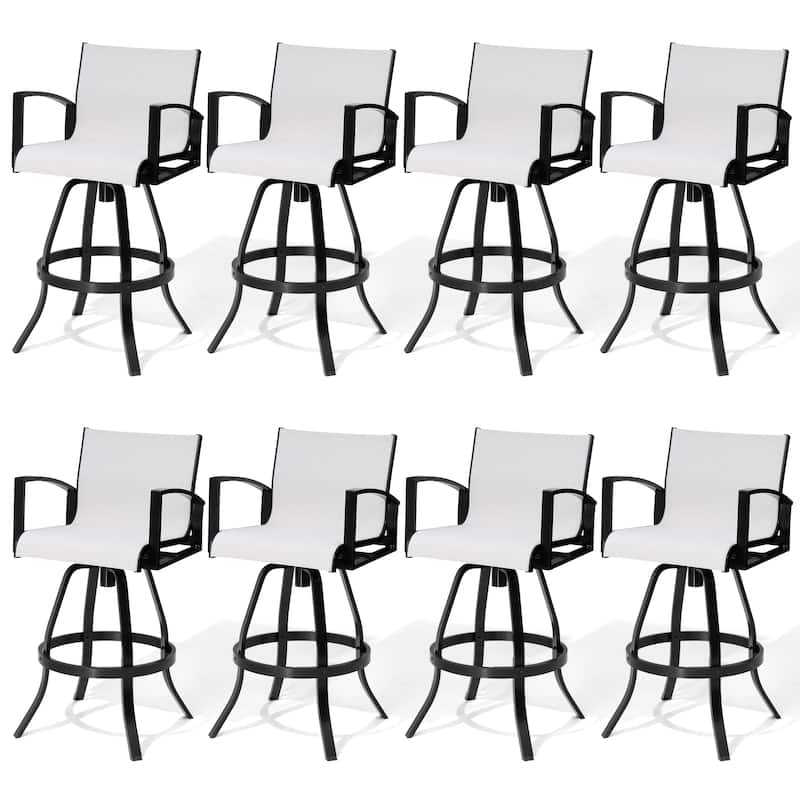 30''H Outdoor Patio Aluminum Premium Sumbrella Fabric Swivel Bar Stools