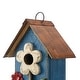 preview thumbnail 33 of 62, Glitzhome 10"H Multicolor Cute Distressed Solid Wood Birdhouse with 3D Flowers