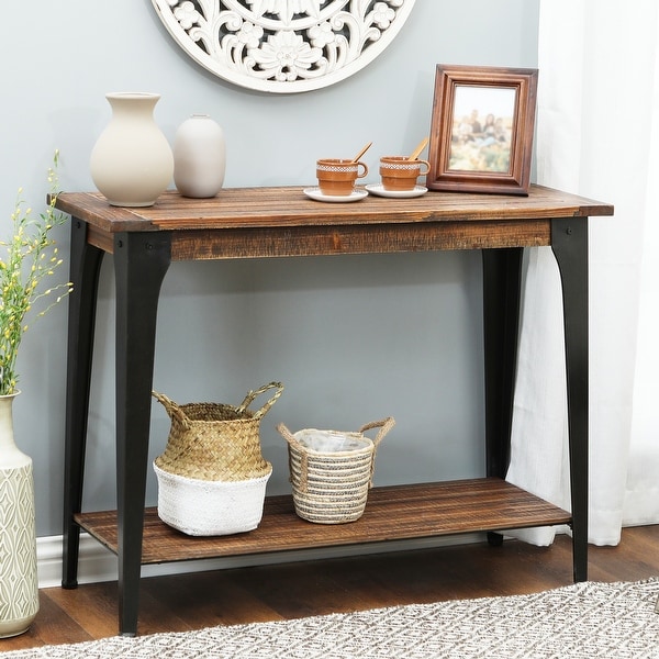 Dark wood store console table sale