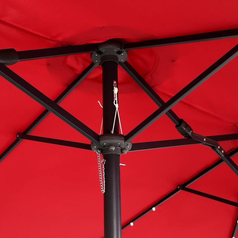 Ainfox 15ft Patio Umbrella with Base Outdoor Umbrella with Lights
