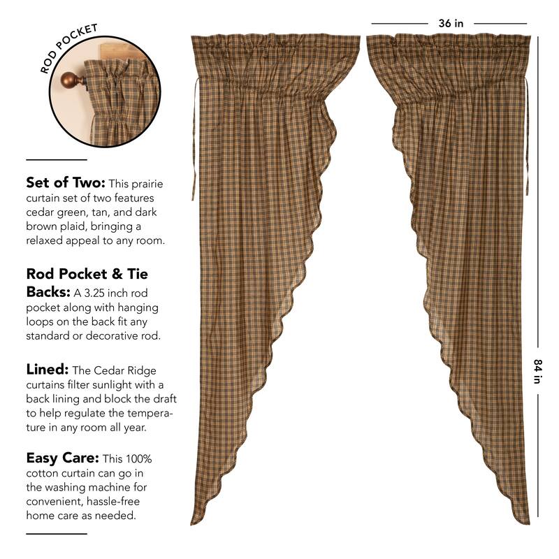 Cedar Ridge Prairie Long Panel Scalloped Set of 2 84x36x18 - Prairie Panel 84x36