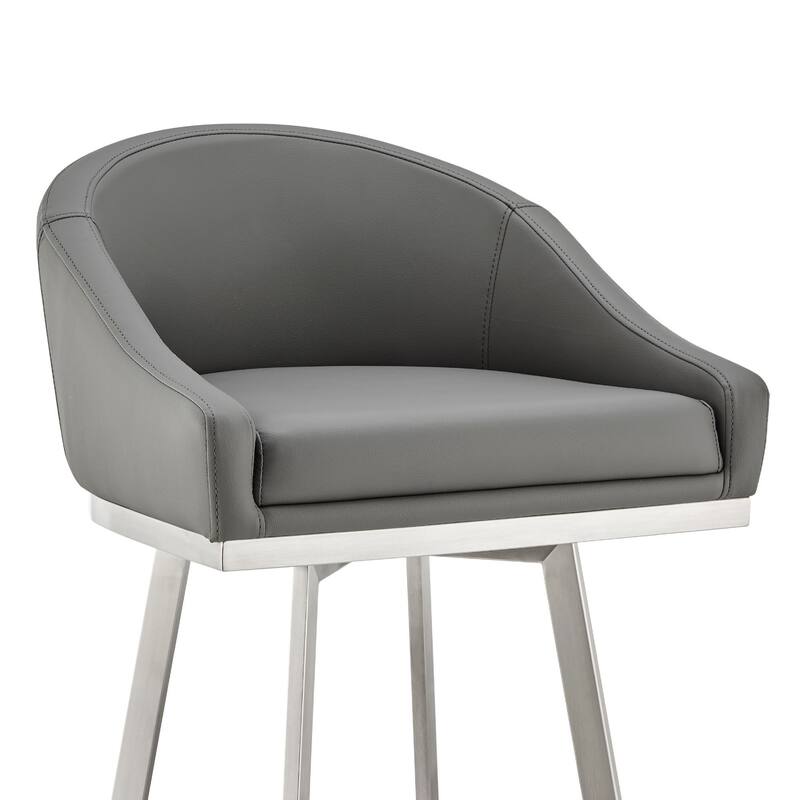 Eleanor Black or Brushed Stainless Steel Swivel Counter or Bar Stool