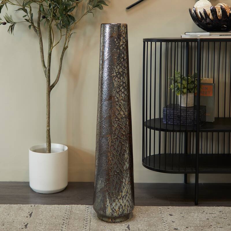 Silver Ceramic Snakeskin Inspired Decorative Vase