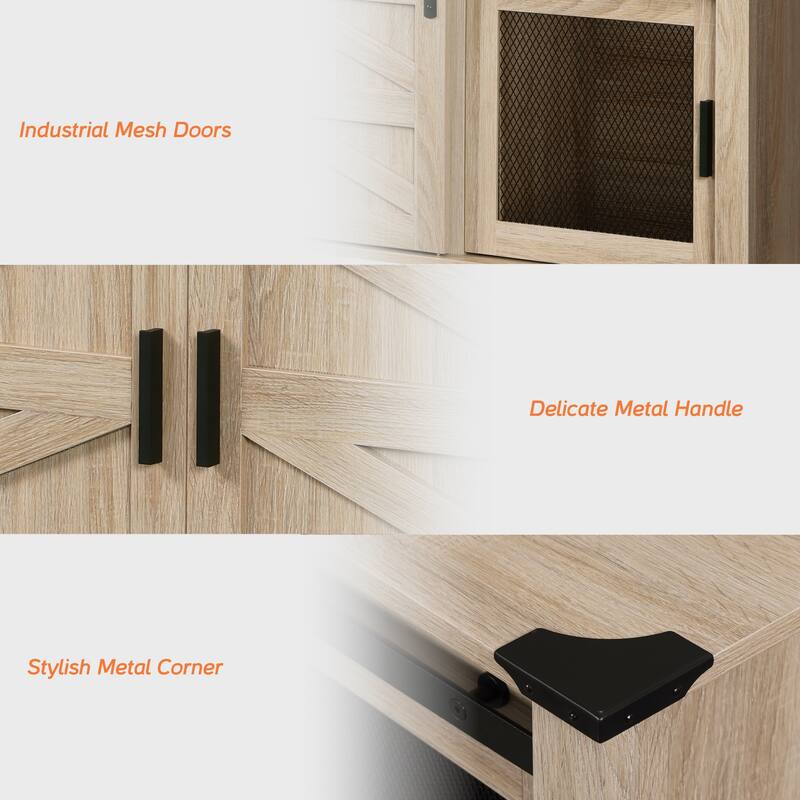 Sliding Barn Door TV Stand Cabinet, Entertainment Center for 75" TV